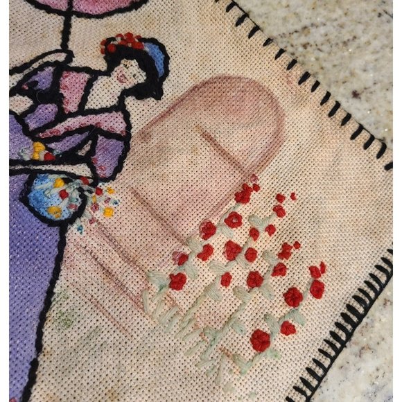 Vintage Handmade Victorian Pillow Cover 10x12" Azalea Trail Maid? Purple Dress - Picture 7 of 11